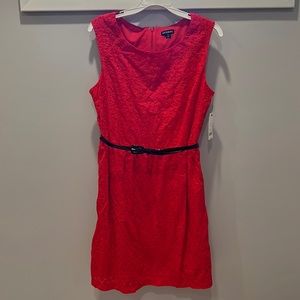 NWT red lace dress with black belt